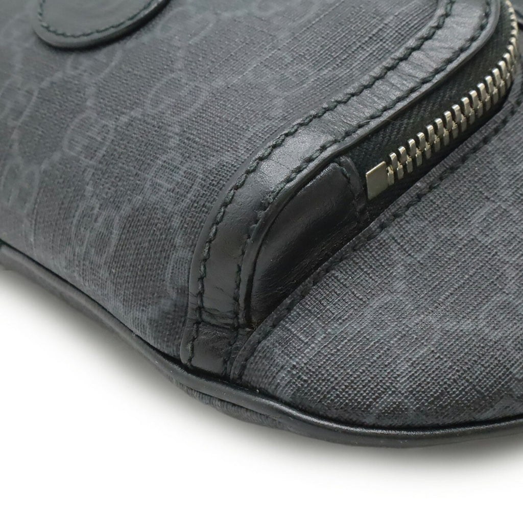 Gucci Black Dark Gray Gg Supreme Leather Fanny Pack (Pre-Owned)