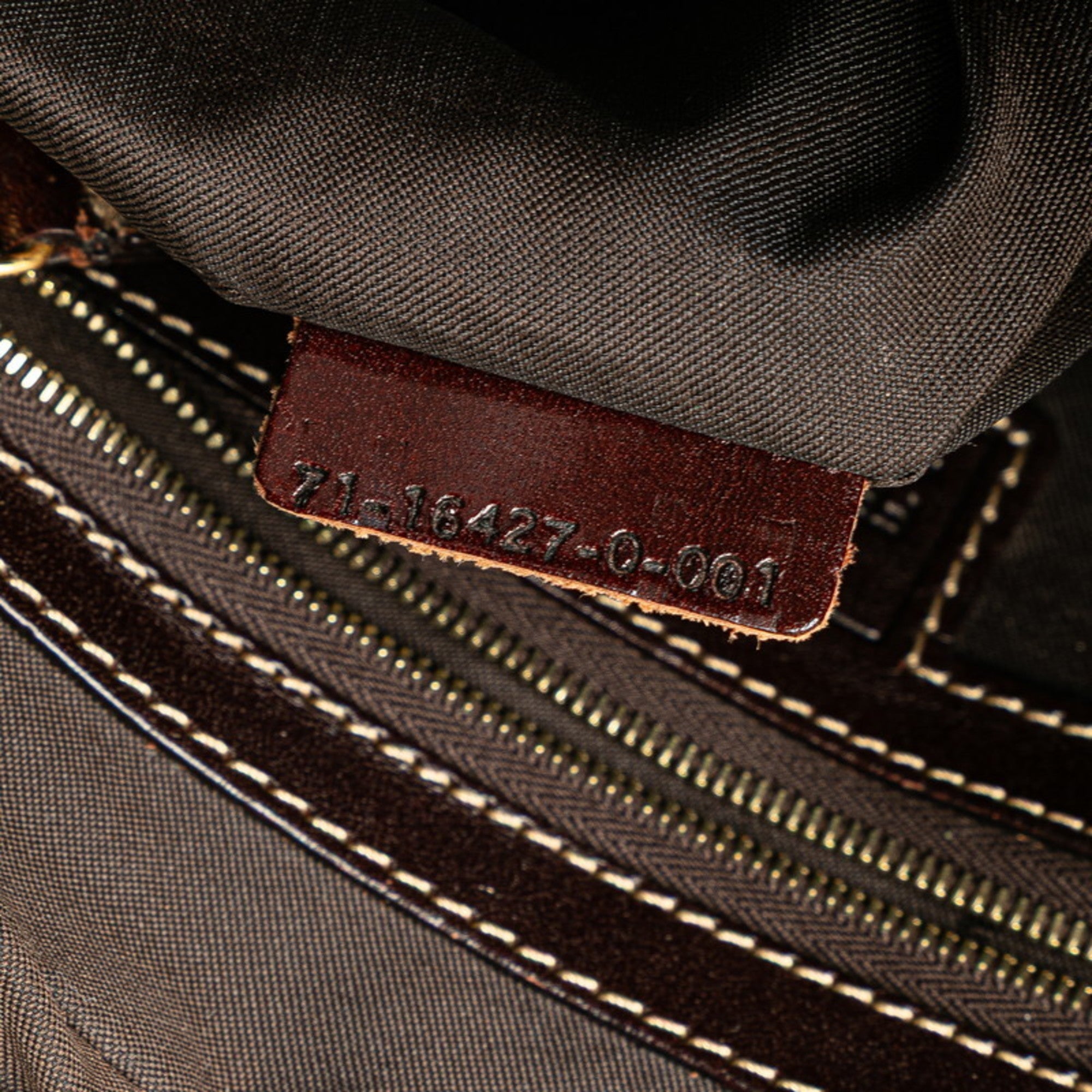 Fendi Brown Leather Canvas Handbag