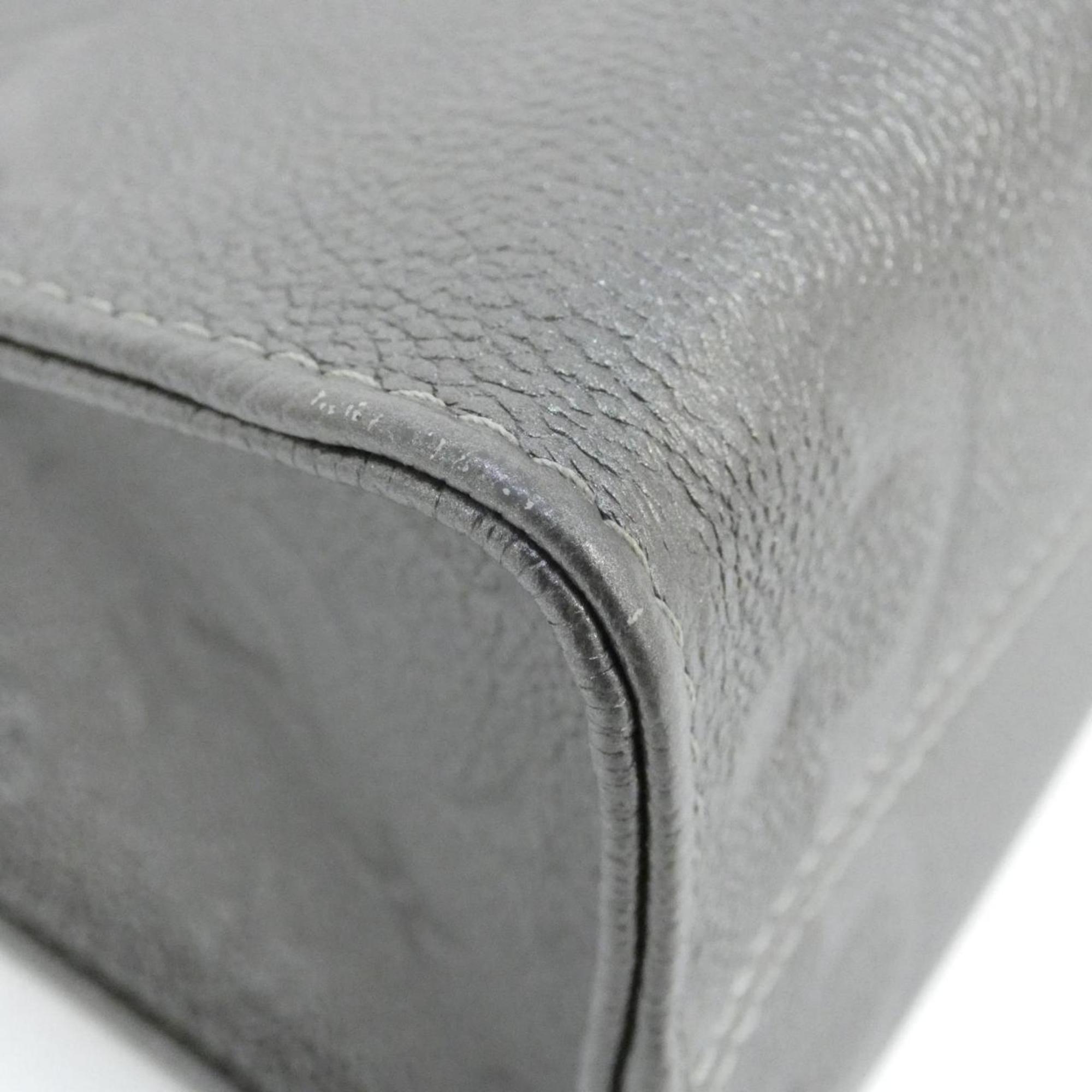 Louis Vuitton Gunmetal Silver Leather Handbag