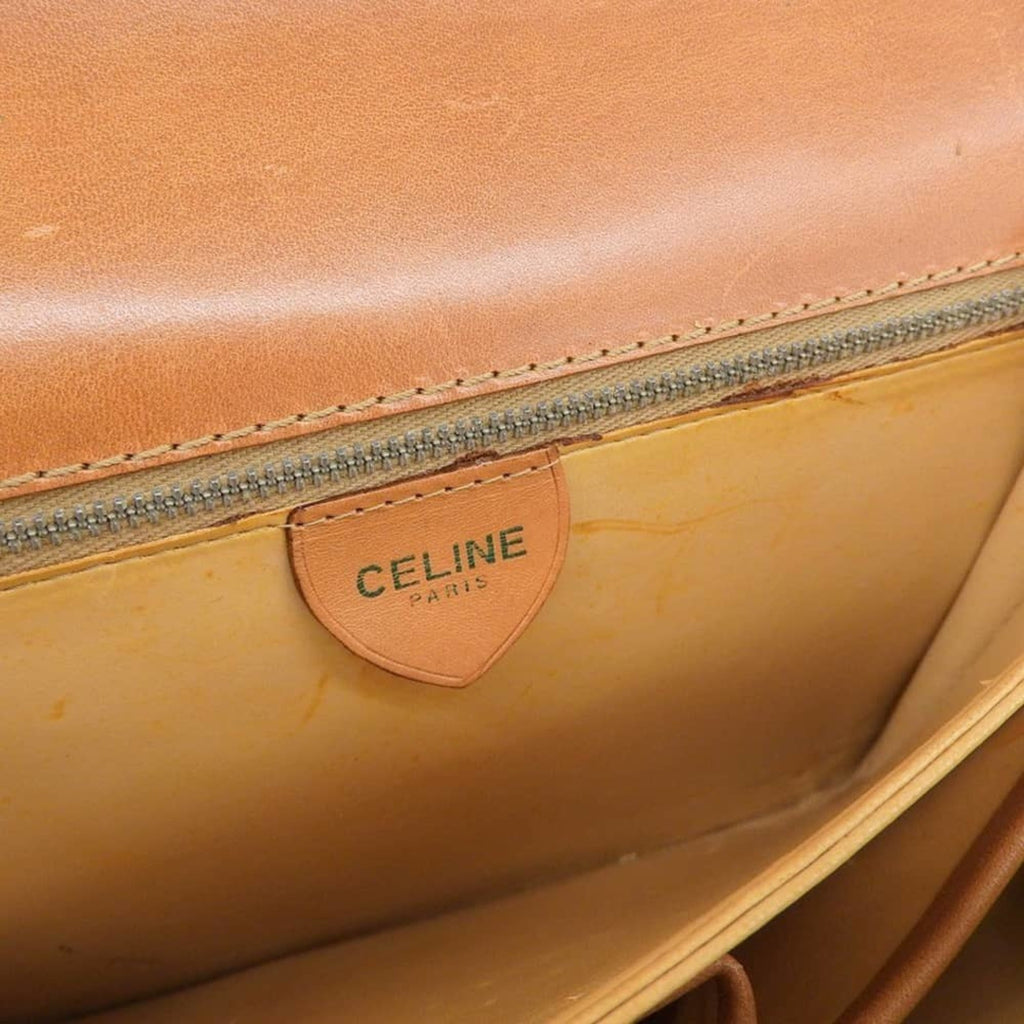 Celine Macadam Beige Coated Canvas Shoulder Bag