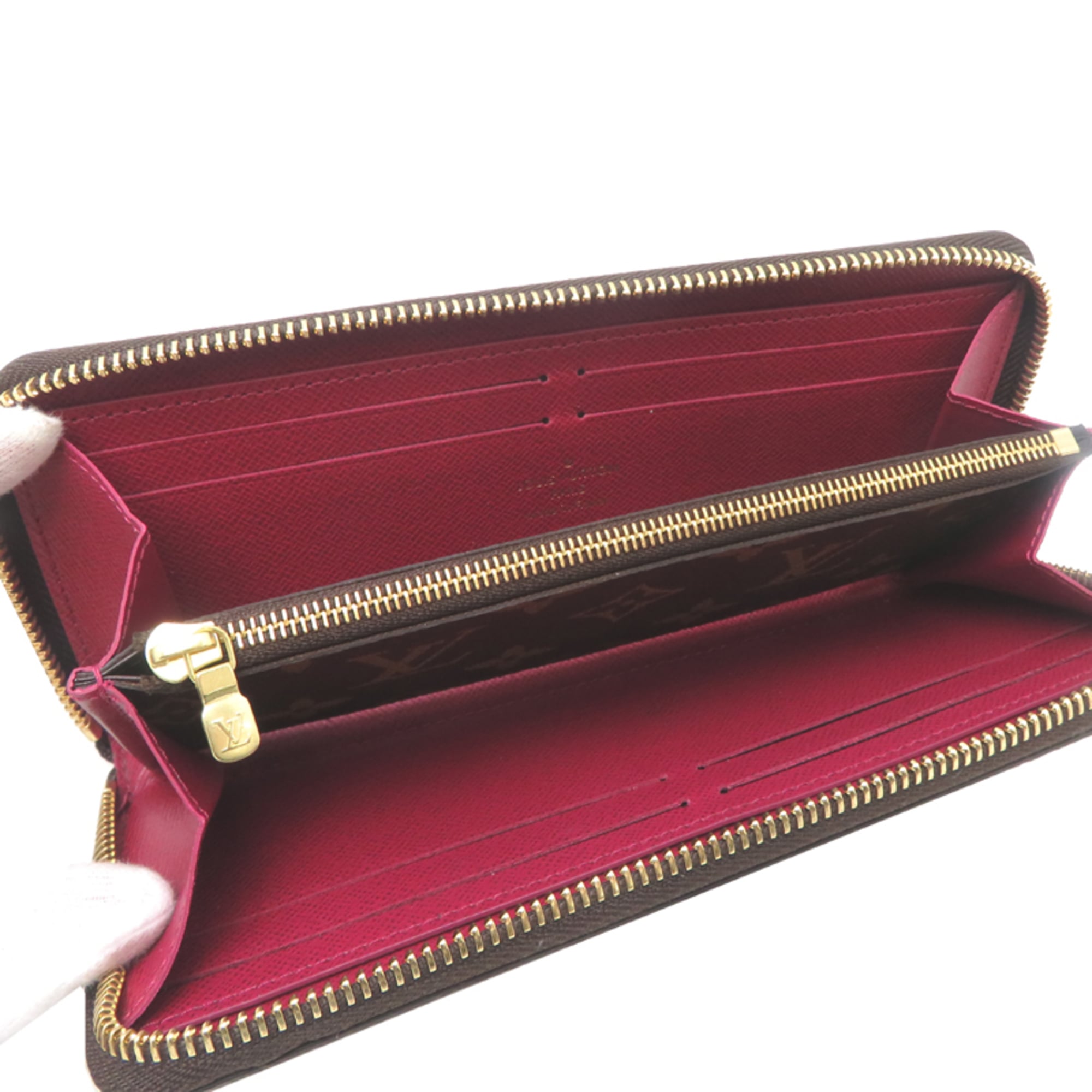 Louis Vuitton Brown Fuchsia Monogram Long Bill Wallet