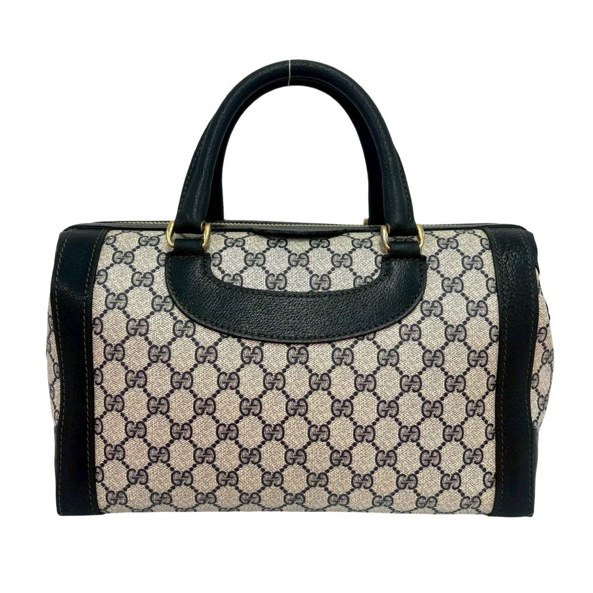 Gucci Navy Pvc Leather Boston Bag Handbag Tote Bag (Pre-Owned)