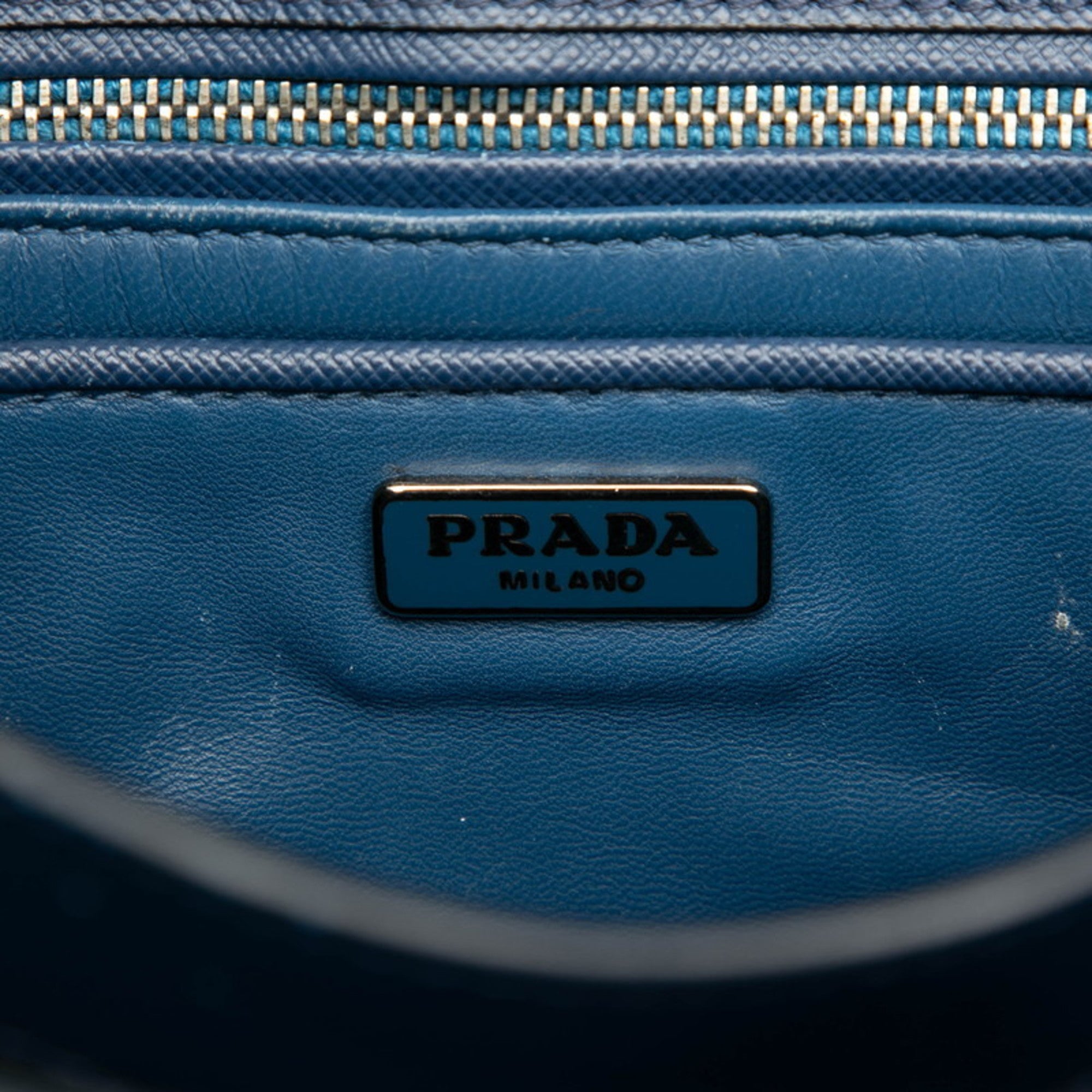 Prada Blue Leather Handbag Shoulder Bag