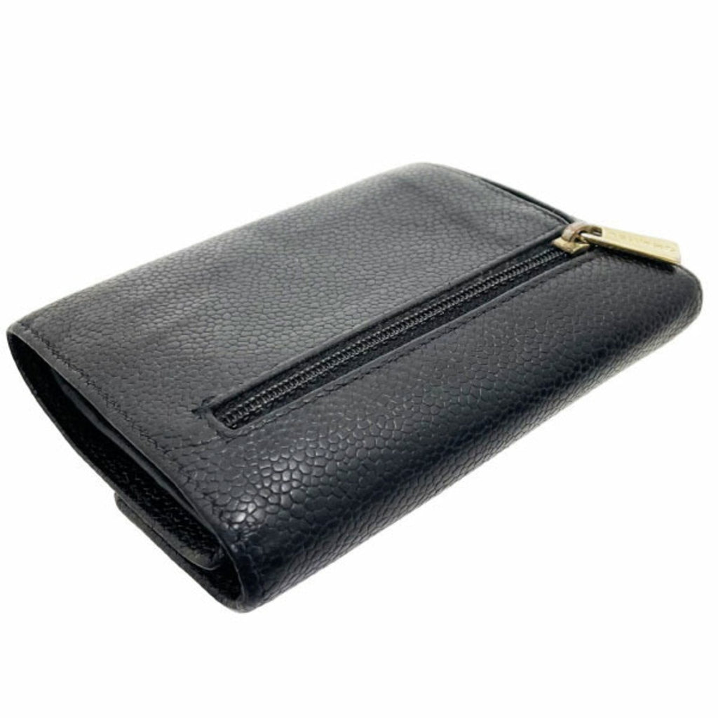 Chanel Black Grained Calfskin Wallet (Tri-Fold)