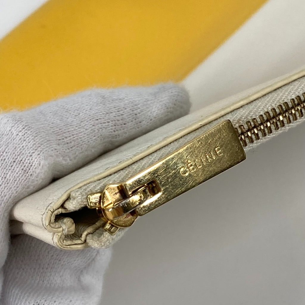 Celine White Leather Clutch Bag