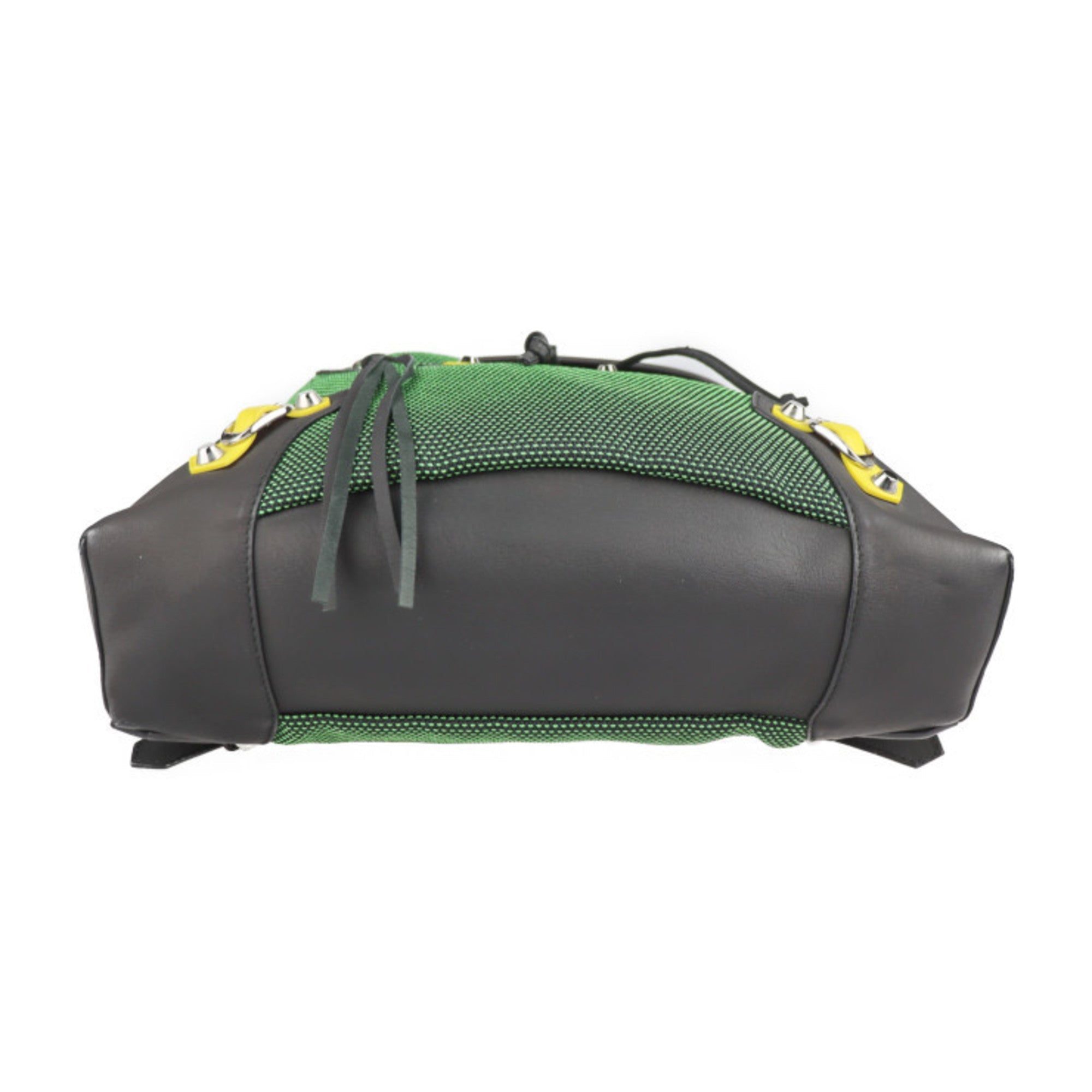 Balenciaga Black Green Nylon Canvas Leather Backpack