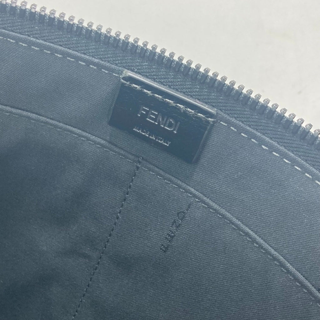 Fendi Gray Leather Clutch Bag