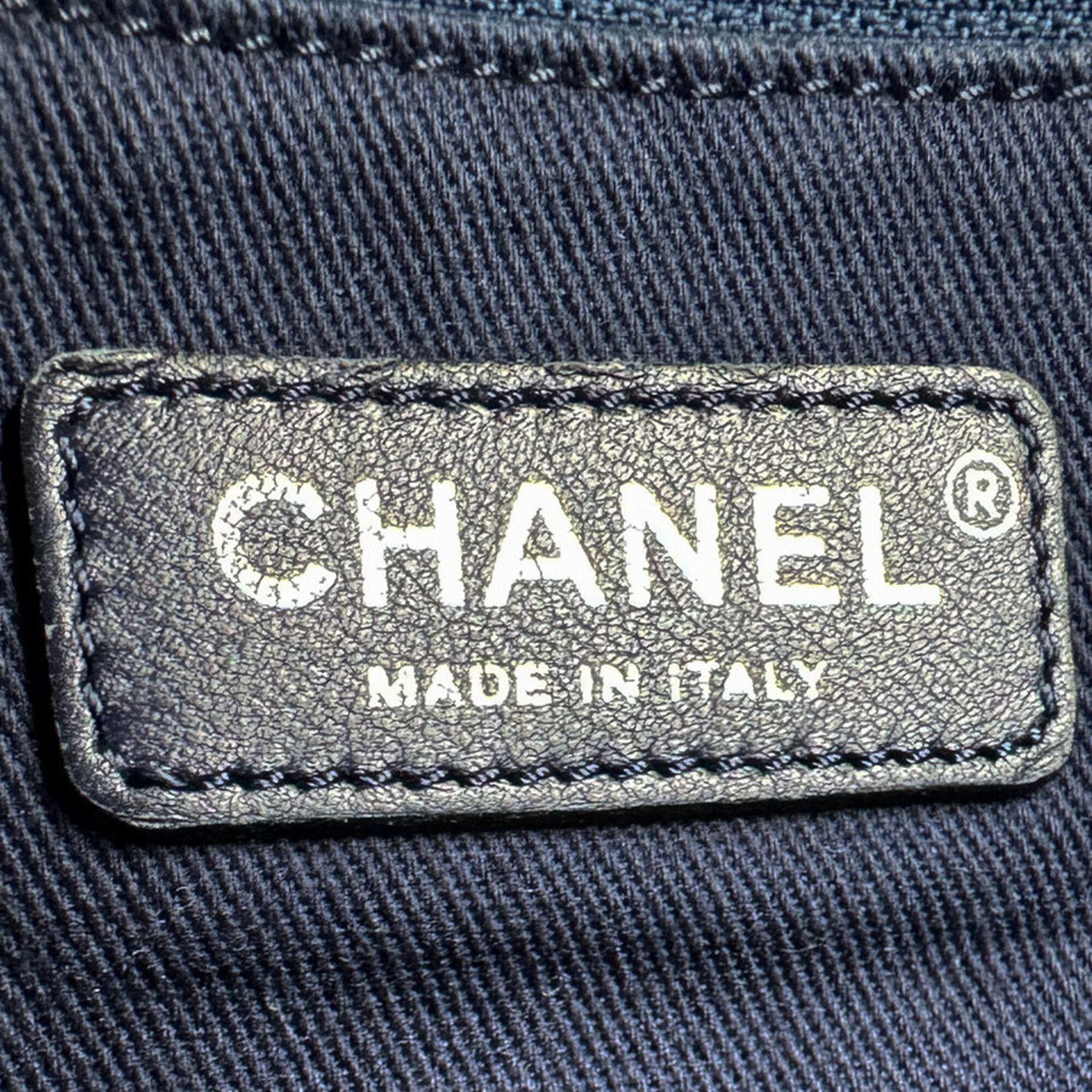 Chanel Blue Raffia Canvas Shoulder Bag Tote Bag