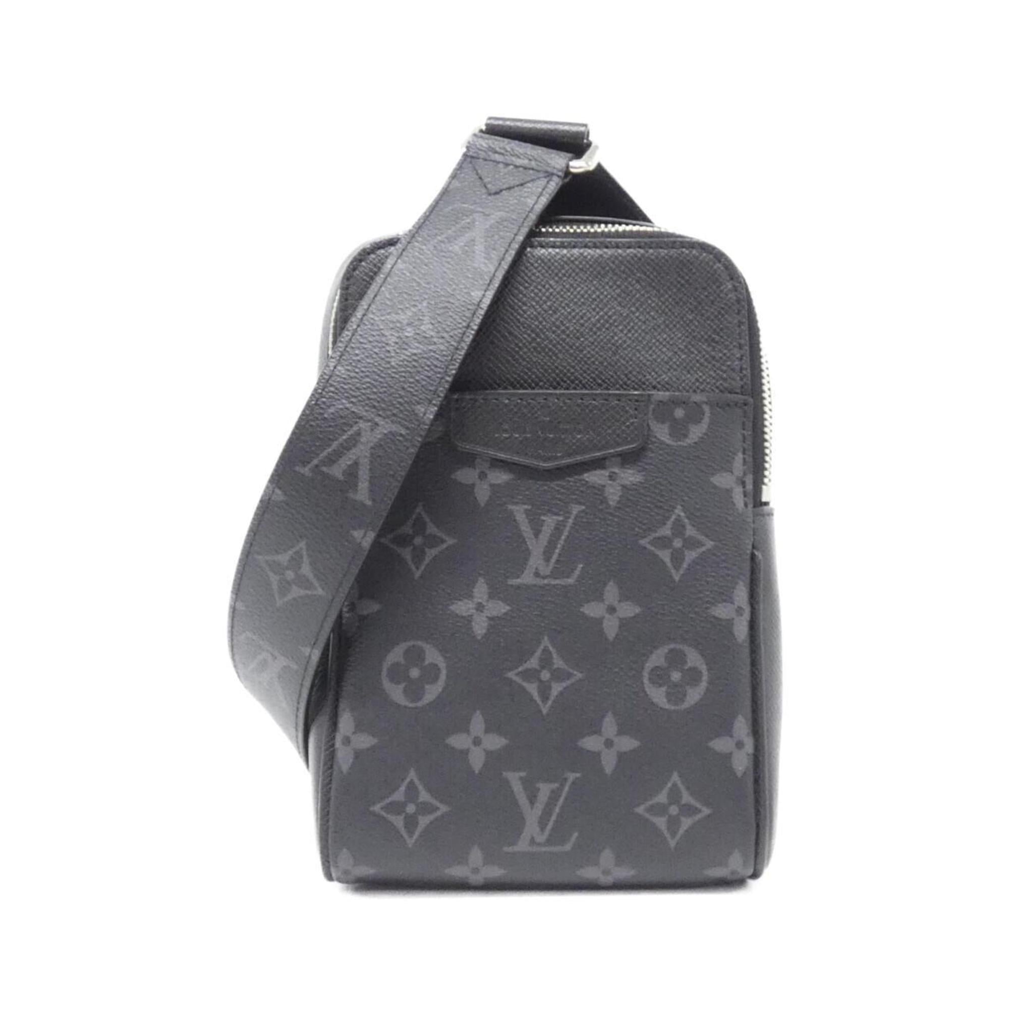Louis Vuitton Taigarama Black Coated Canvas Leather Shoulder Bag