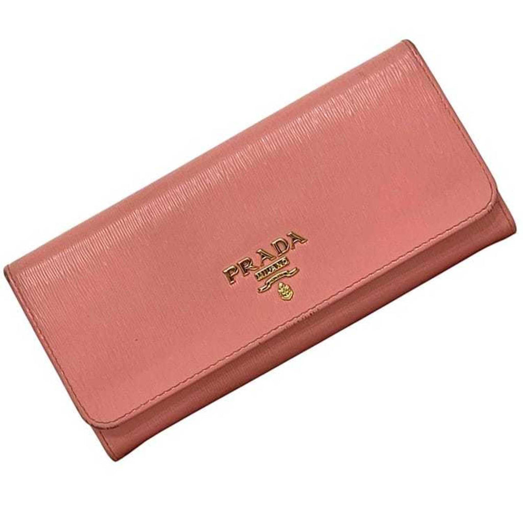 Prada Pink Leather Long Wallet (Bi-Fold)