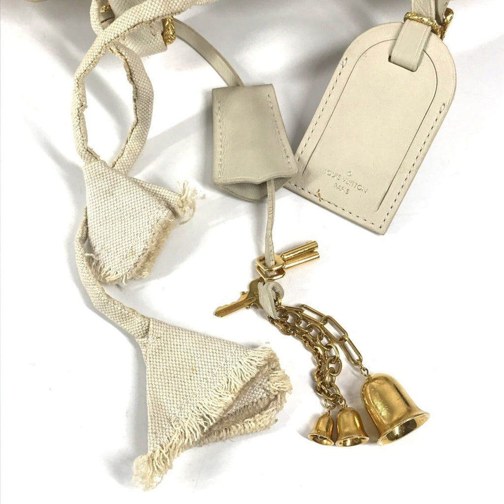 Louis Vuitton White Canvas Boston Bag Handbag Shoulder Bag