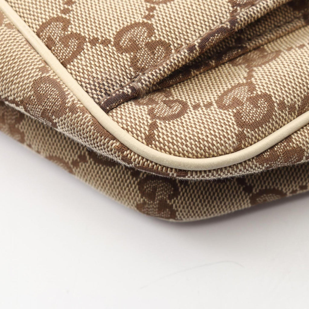 Gucci Beige Ivory Canvas Leather Handbag Shoulder Bag (Pre-Owned)