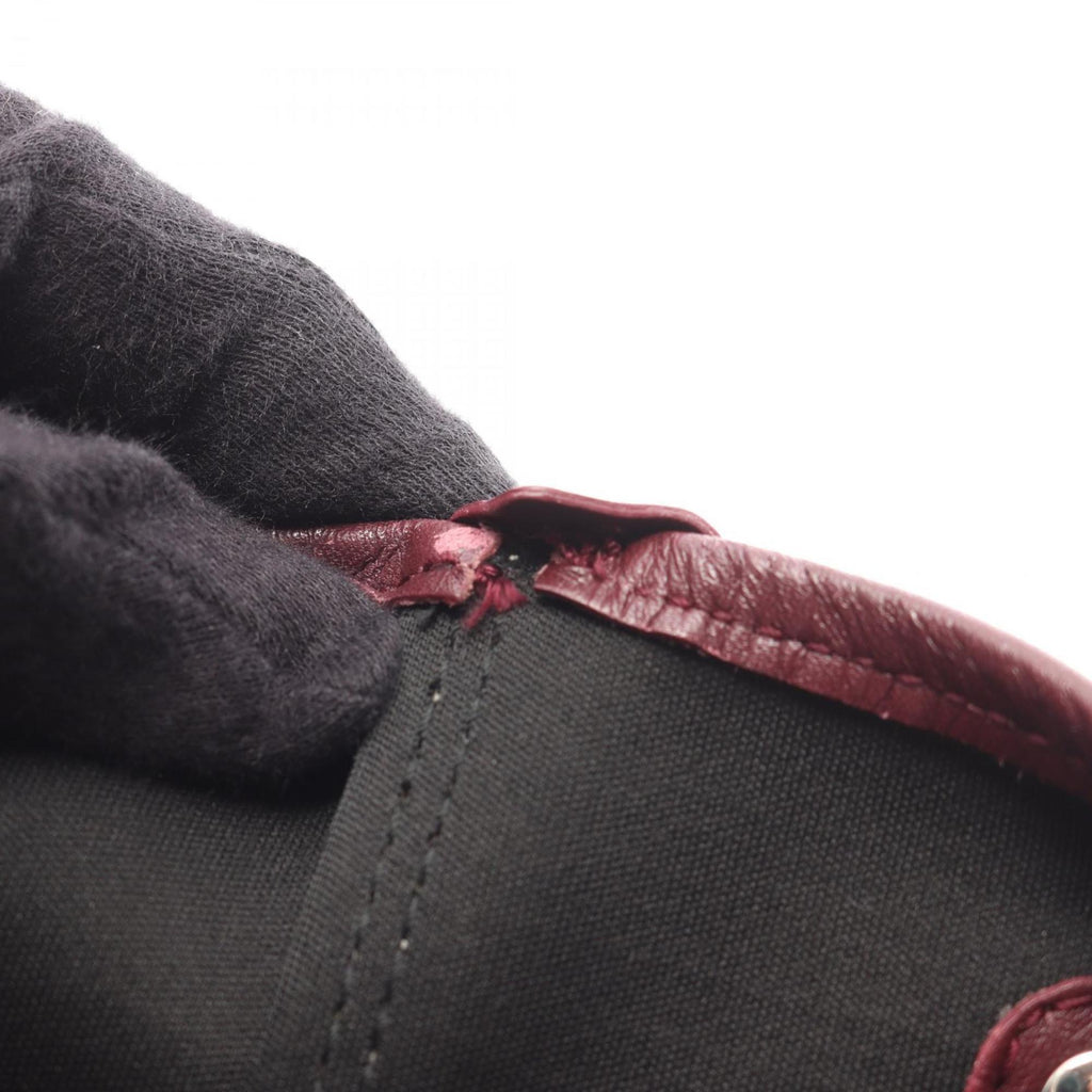 Balenciaga Bordeaux Ivory Canvas Leather Pouch Tote