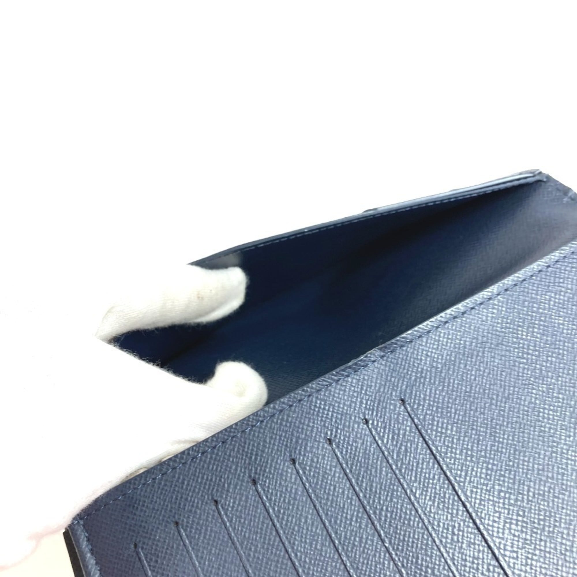 Louis Vuitton Blue Ocean Taiga Leather Leather Long Wallet