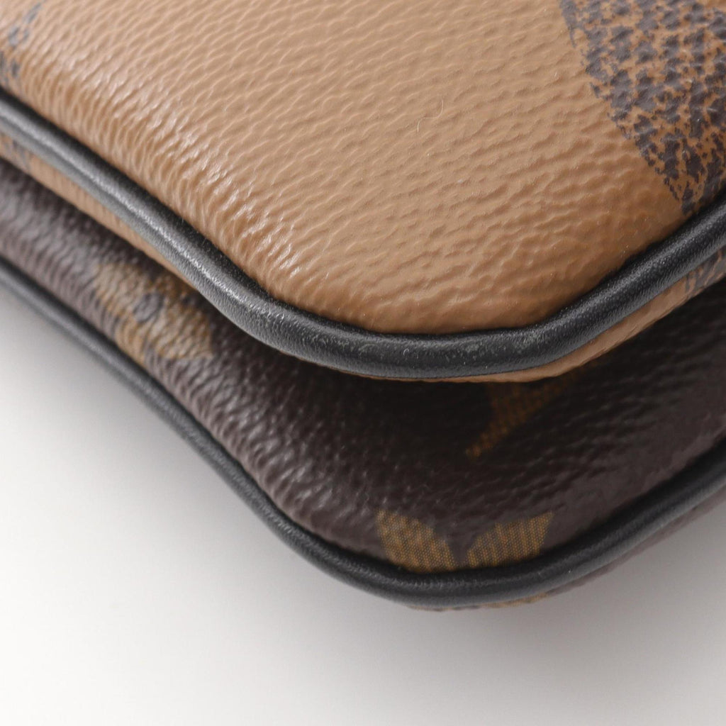 Louis Vuitton Beige Brown Monogram Reverse Pvc Coated Canvas Leather Pochette Shoulder Bag