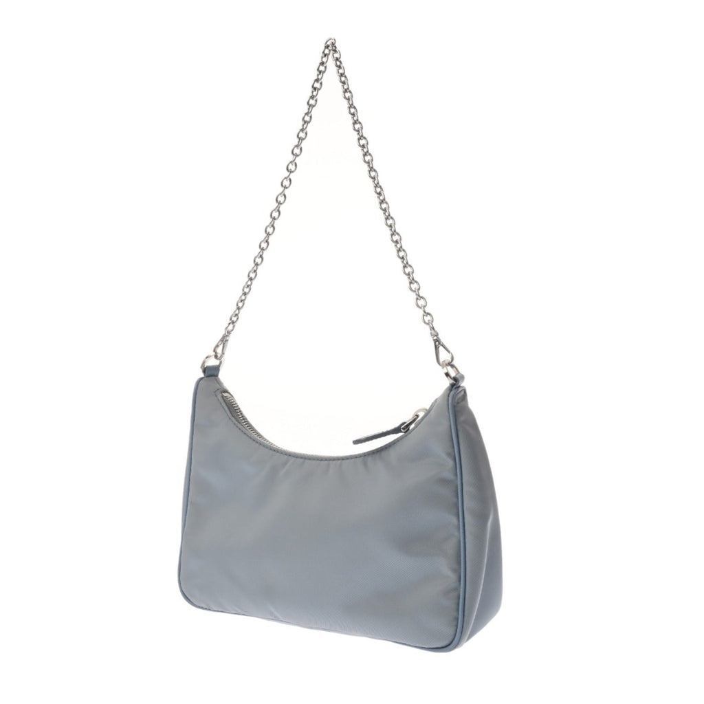 Prada Blue Light Blue Gray Nylon Shoulder Bag
