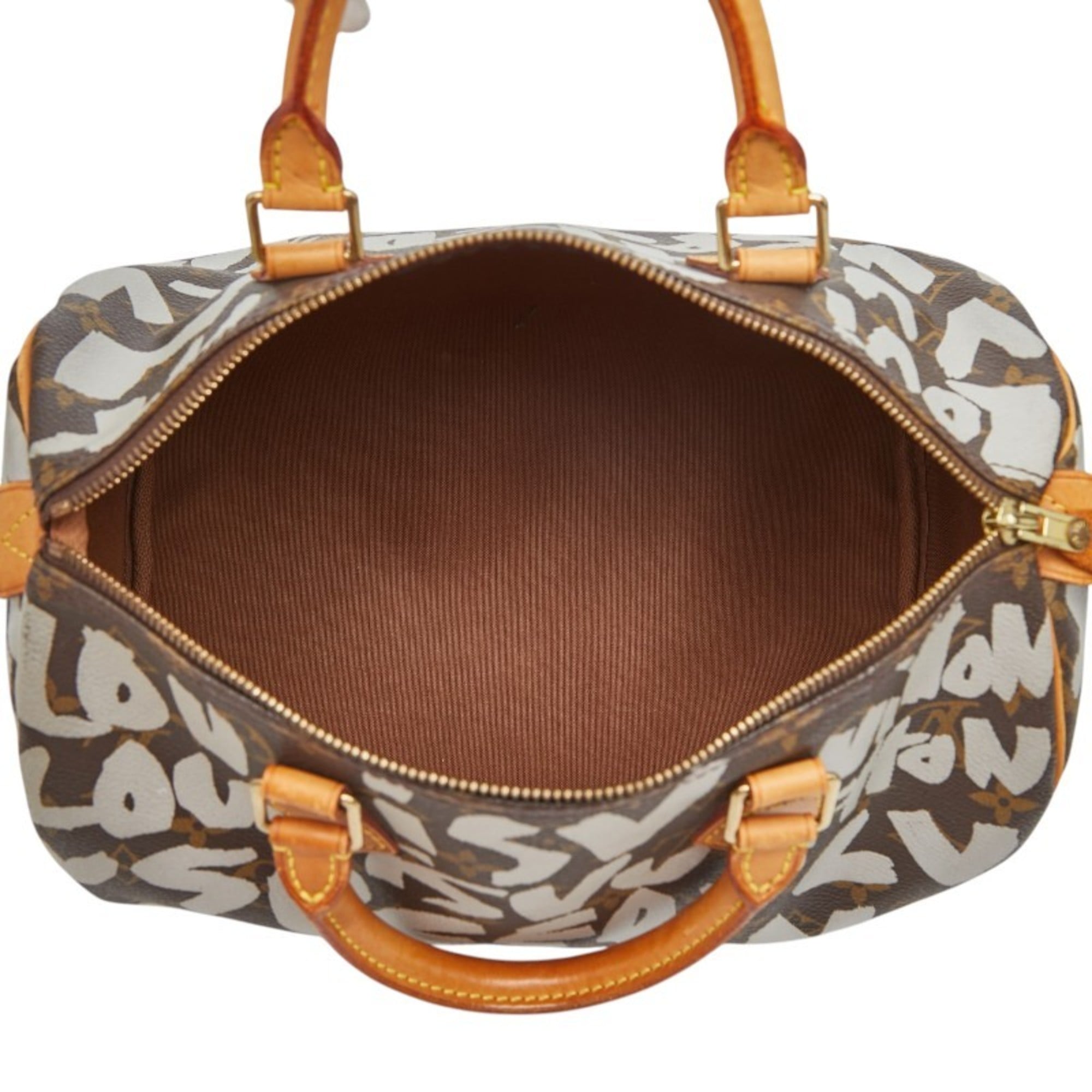 Louis Vuitton Brown White Pvc Leather Boston Bag Handbag