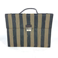 Fendi Black Brown Nylon Leather Briefcase Handbag Tote Bag