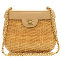 Chanel Beige Straw Leather Shoulder Bag