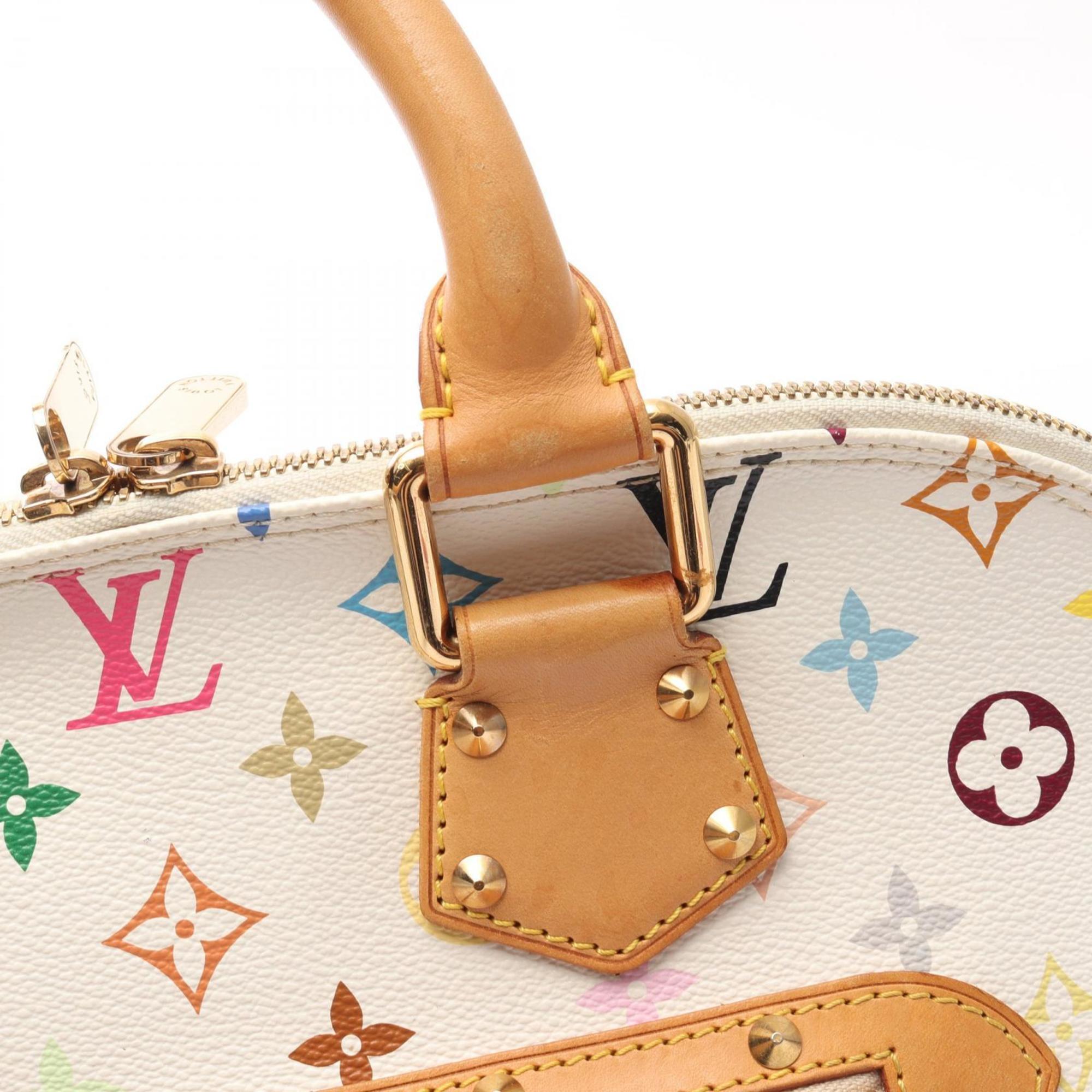 Louis Vuitton Blanc White Coated Canvas Leather Handbag