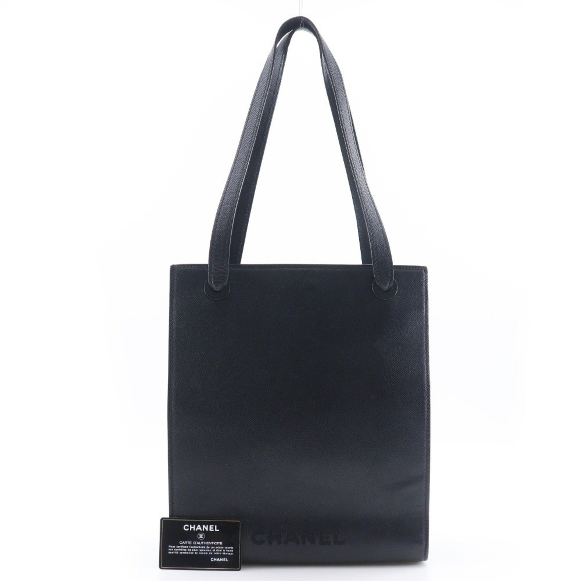 Chanel Black Grained Calfskin Tote Bag