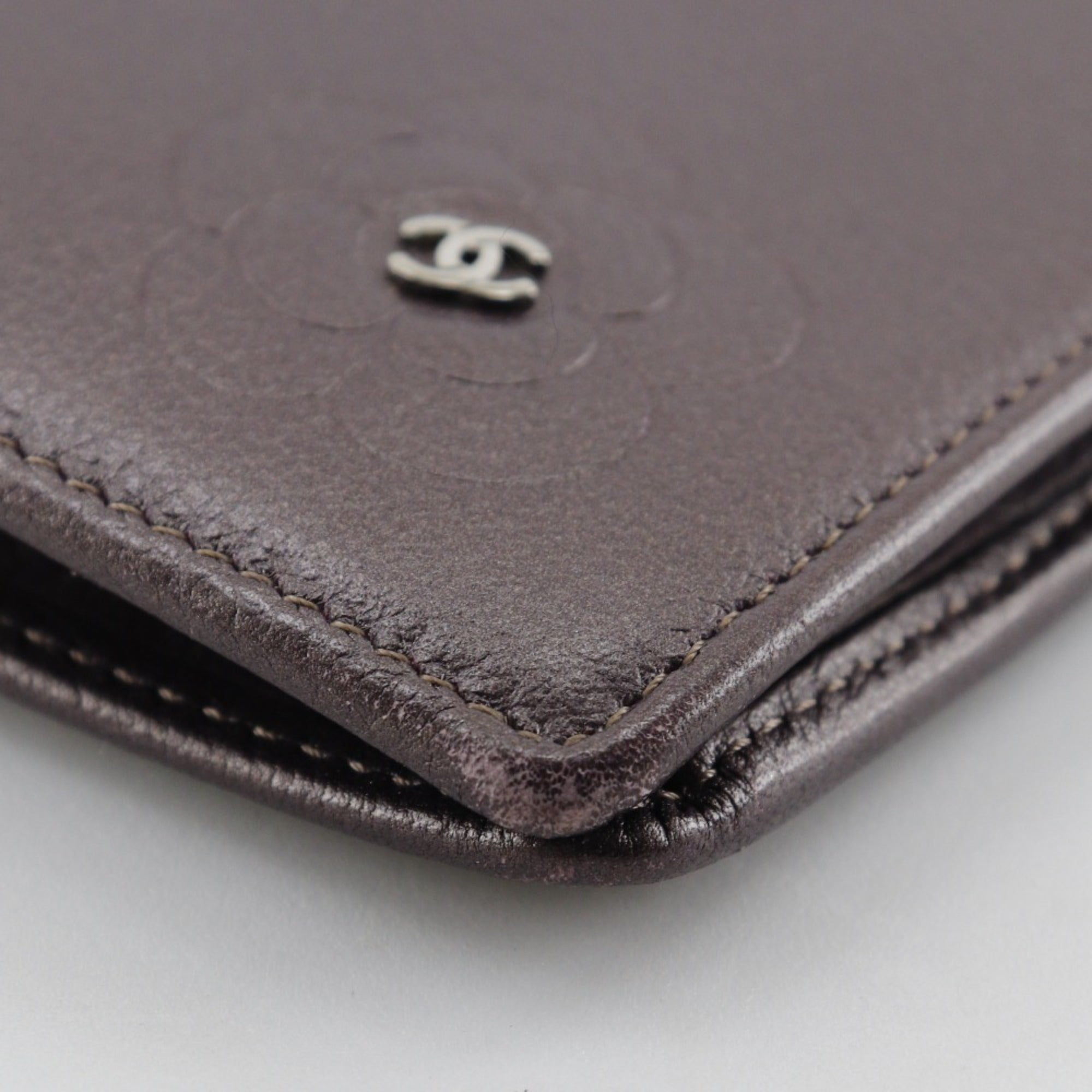 Chanel Metallic Purple Leather Long Wallet (Bi-Fold)