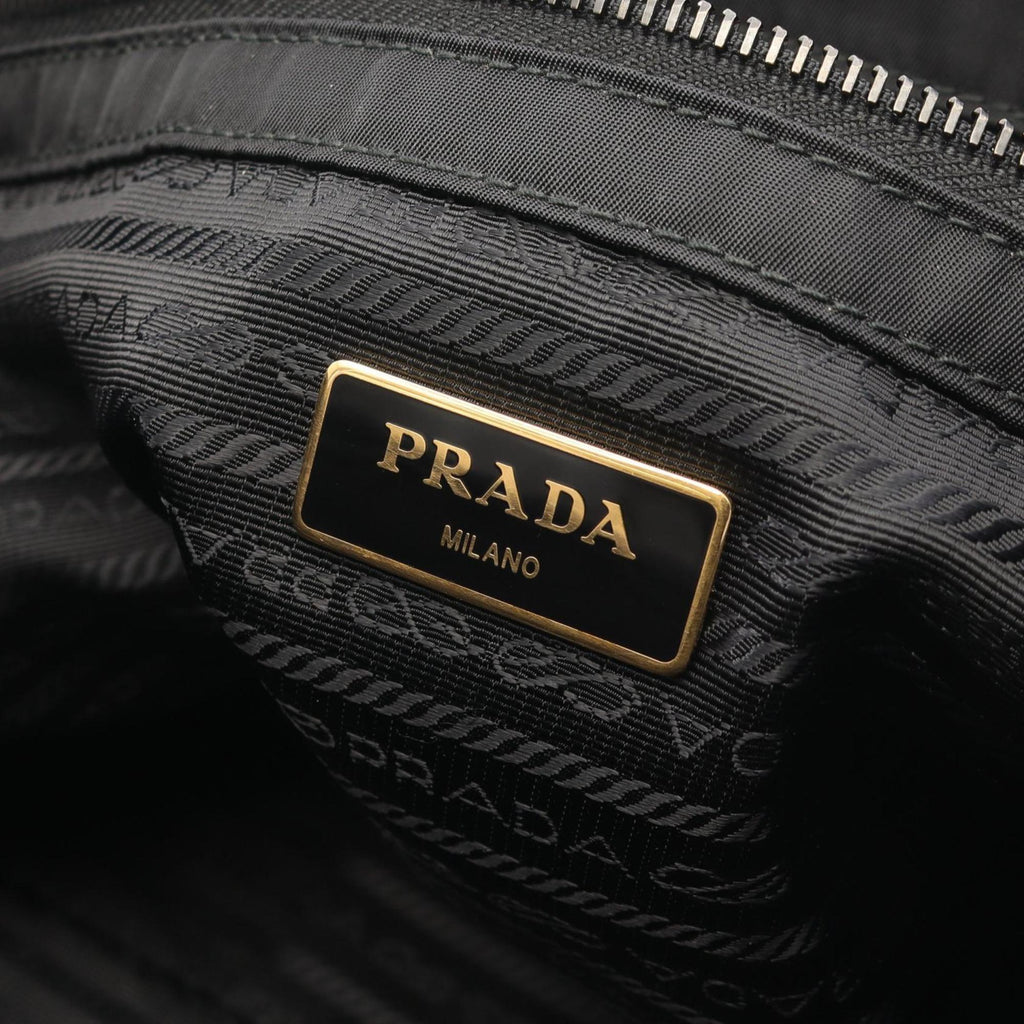Prada Black Multi-Color Nylon Leather Tote Bag
