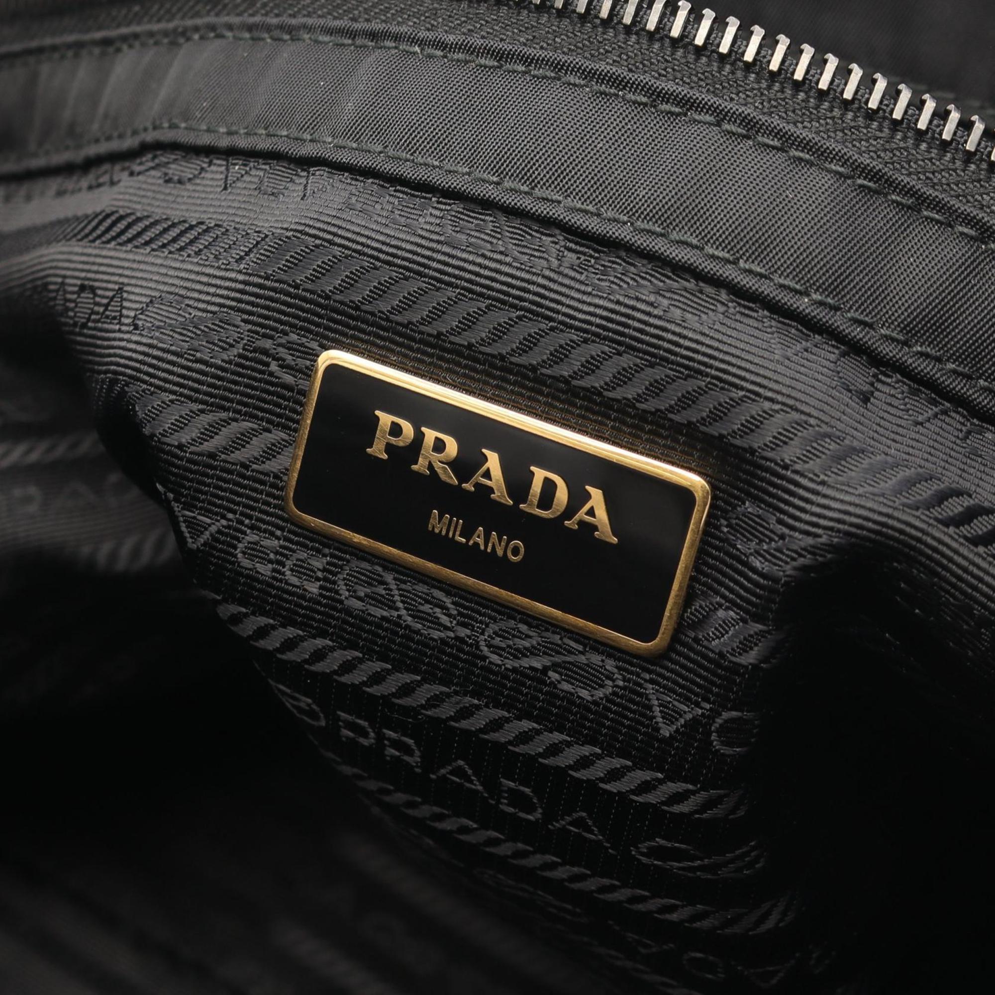 Prada Black Multi-Color Nylon Leather Tote Bag