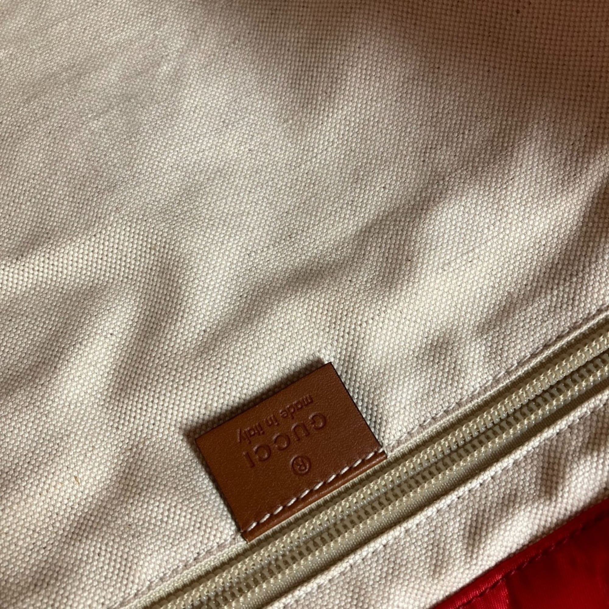 Gucci Red Color Leather Nylon Shoulder Bag Tote Bag (Pre-Owned)