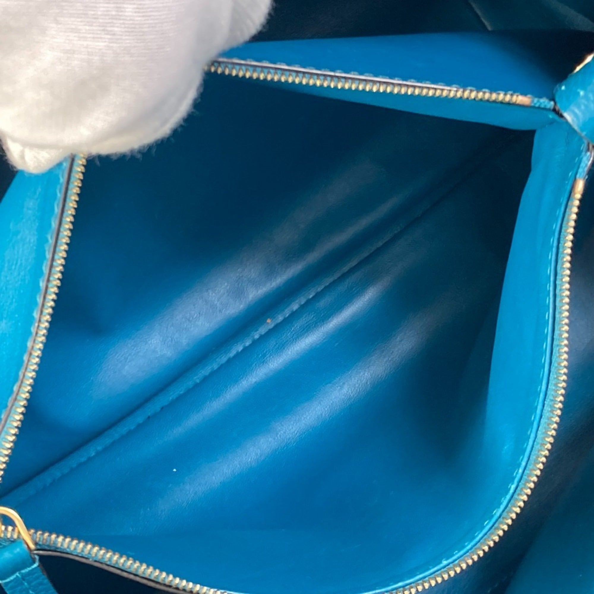 Louis Vuitton Blue Leather Handbag Shoulder Bag Tote Bag