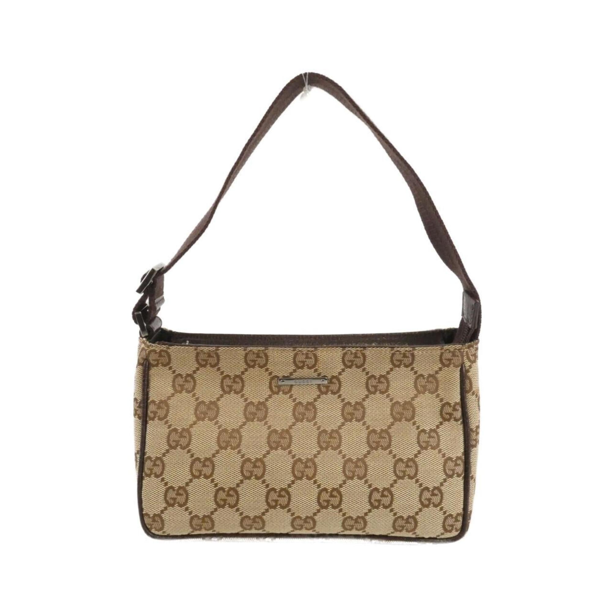 Gucci Beige Brown Gg Canvas Pouch (Pre-Owned)
