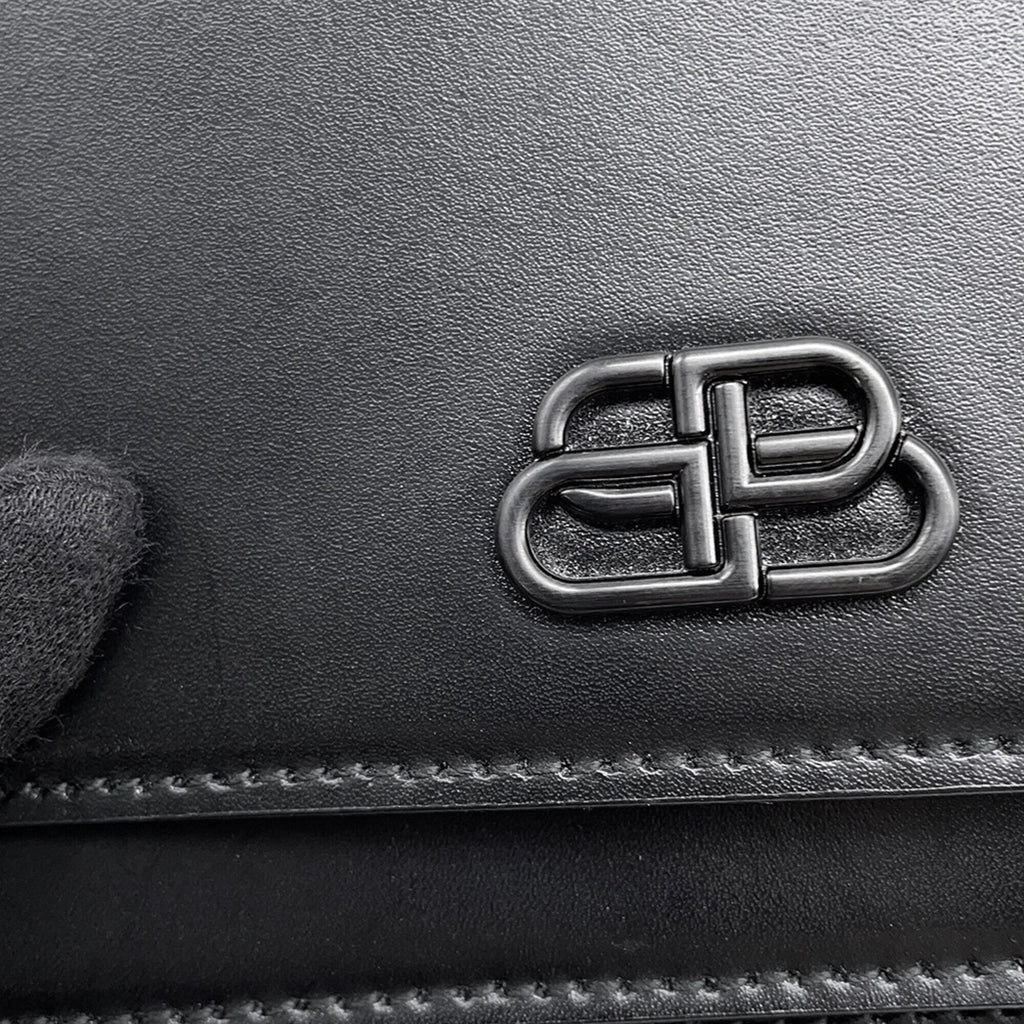 Balenciaga Black Leather Handbag Pouch Shoulder
