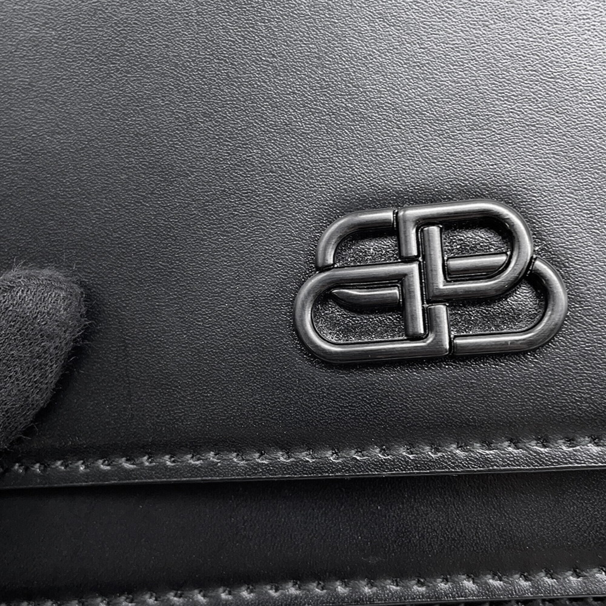 Balenciaga Black Leather Handbag Pouch Shoulder