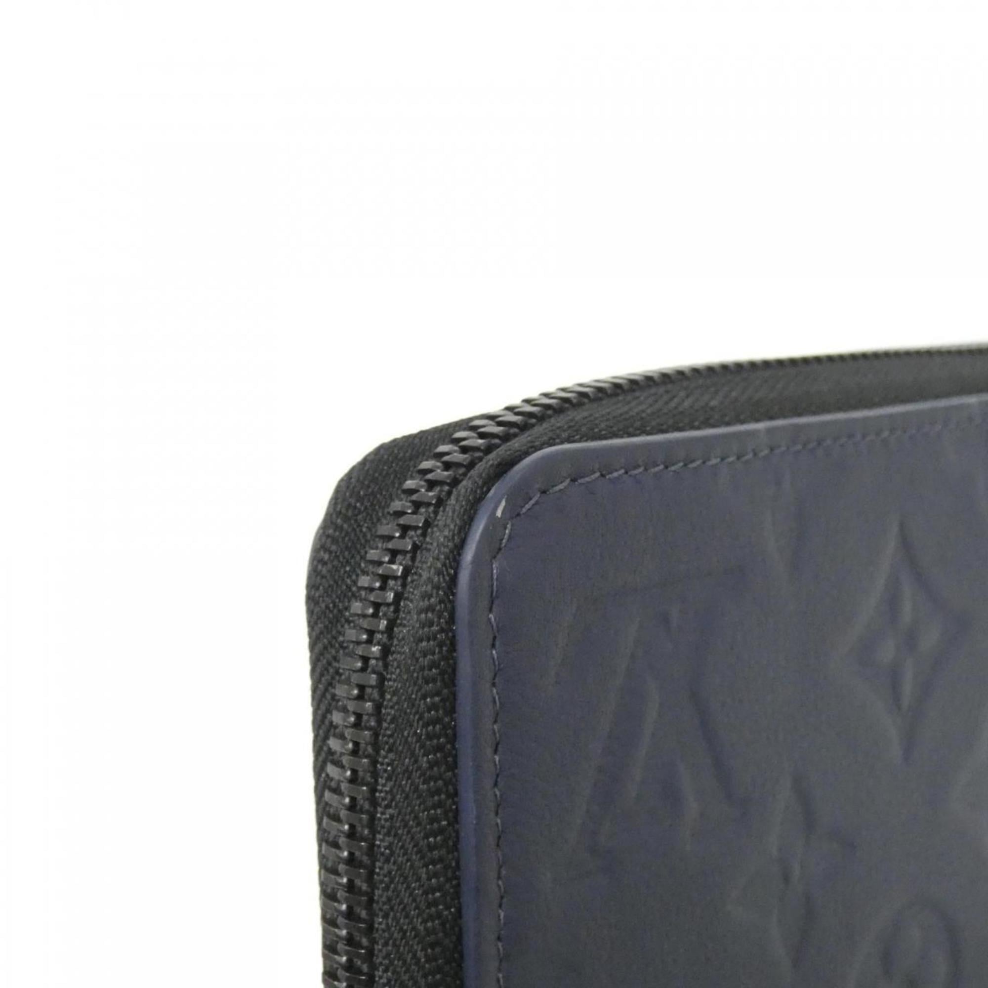Louis Vuitton Monogram Shadow Navy Leather Long Wallet