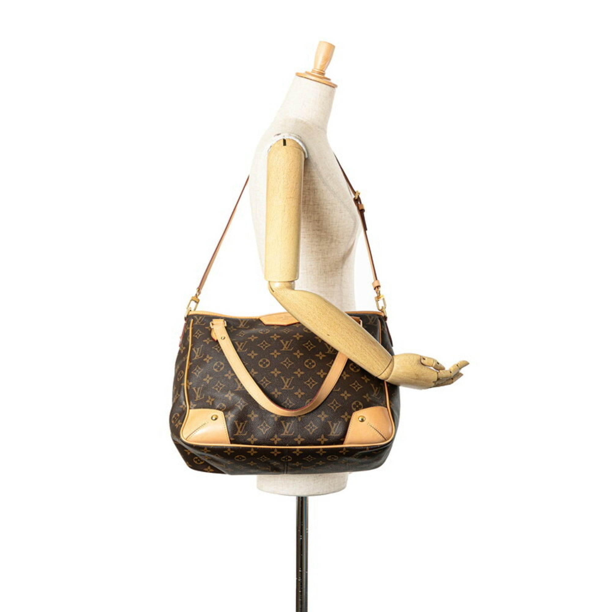 Louis Vuitton Brown Pvc Leather Shoulder Bag Tote Bag