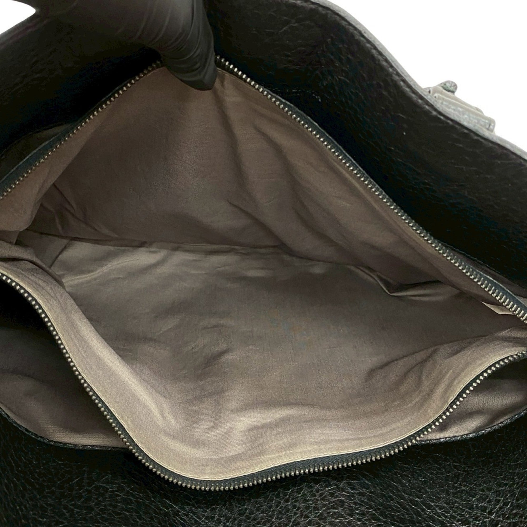 Bottega Veneta Black Leather Handbag Tote Bag