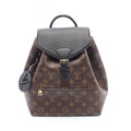 Louis Vuitton Black Brown Coated Canvas Leather Backpack Handbag