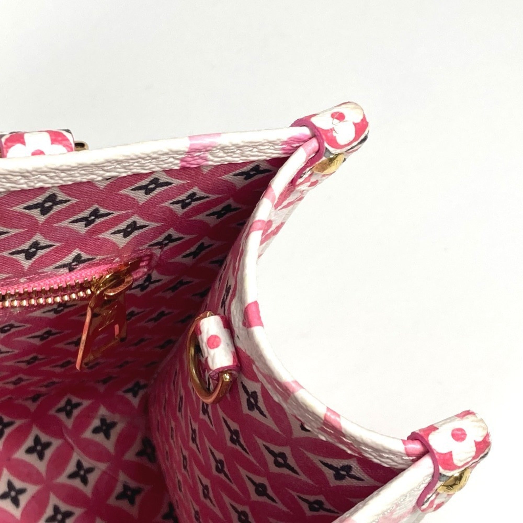 Louis Vuitton Pink White Monogram Handbag Shoulder Bag Tote Bag