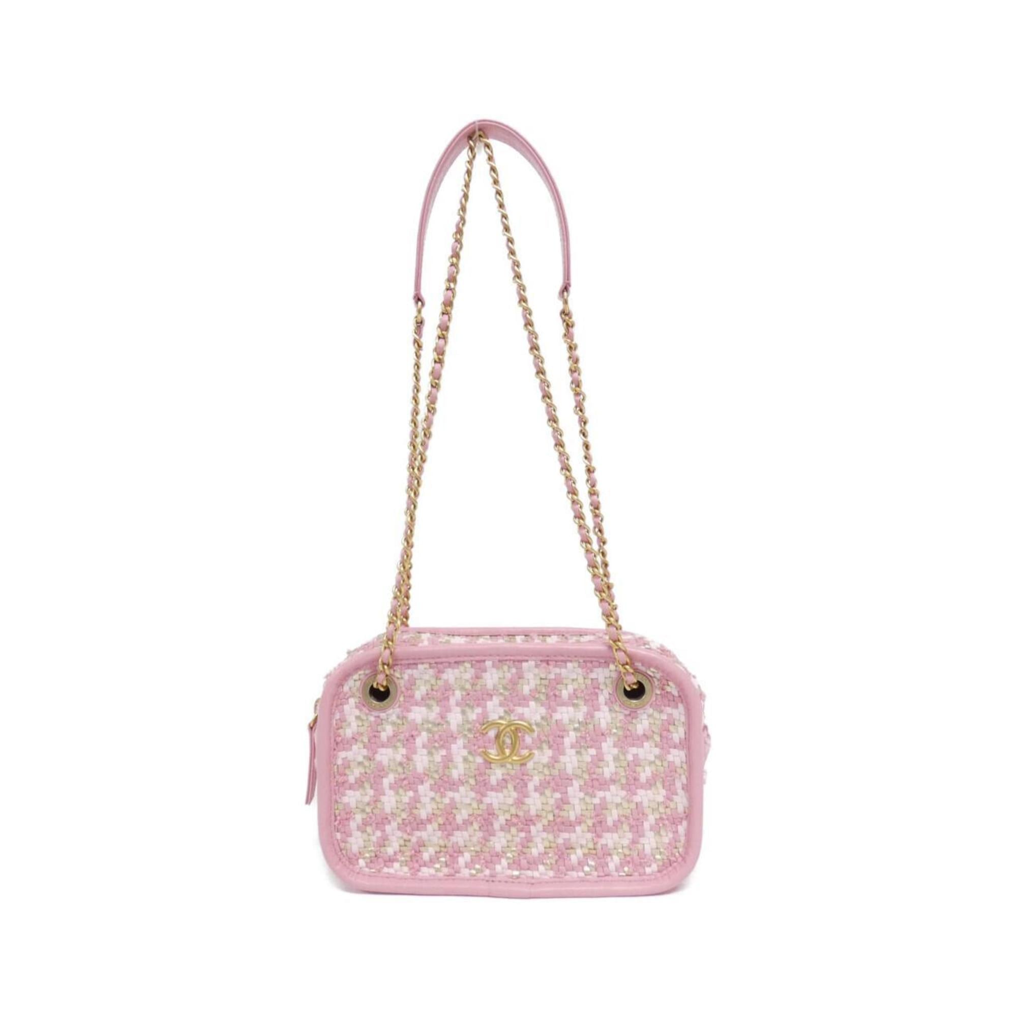 Chanel Gold Pink Viscose Leather Shoulder Bag