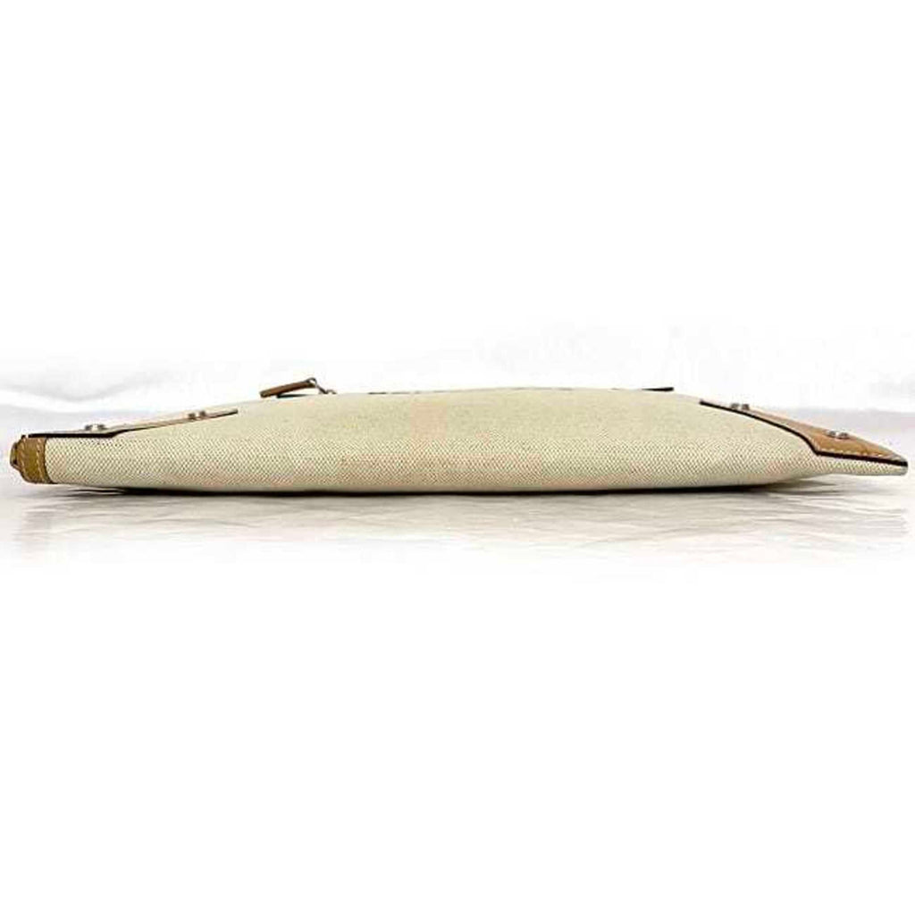 Balenciaga Beige White Canvas Leather Clutch Bag Hand