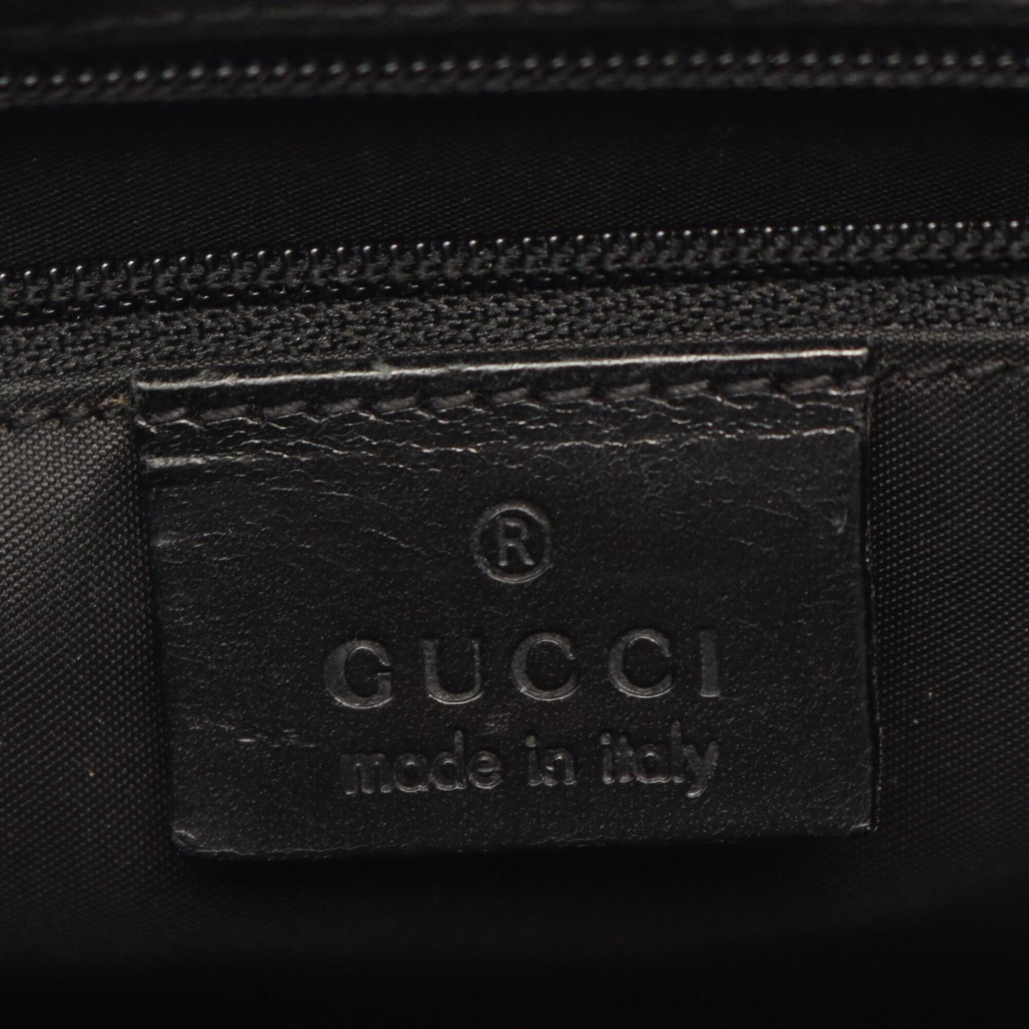 Gucci Black Canvas Leather Handbag Tote Bag (Pre-Owned)
