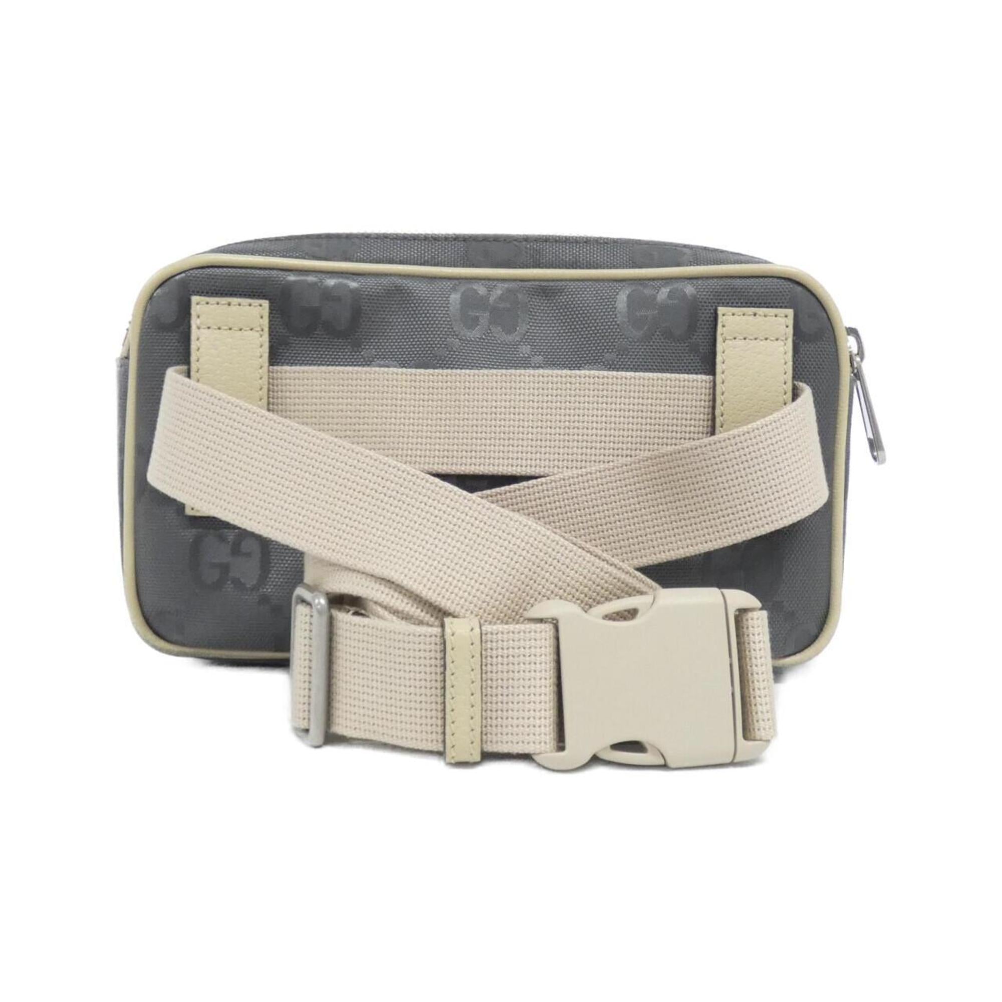 Gucci Dark Gray Off-White Nylon Leather Fanny Pack (Pre-Owned)