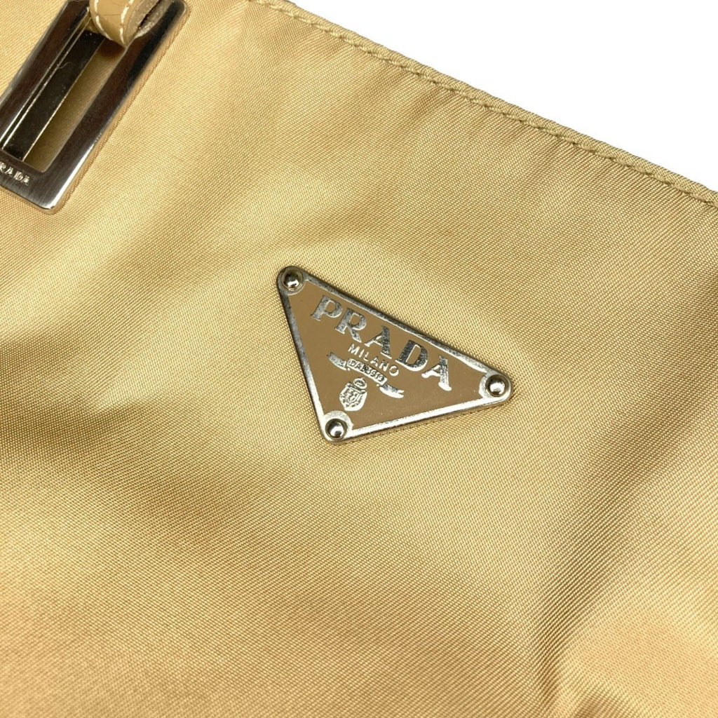 Prada Beige Leather Nylon Tote Bag