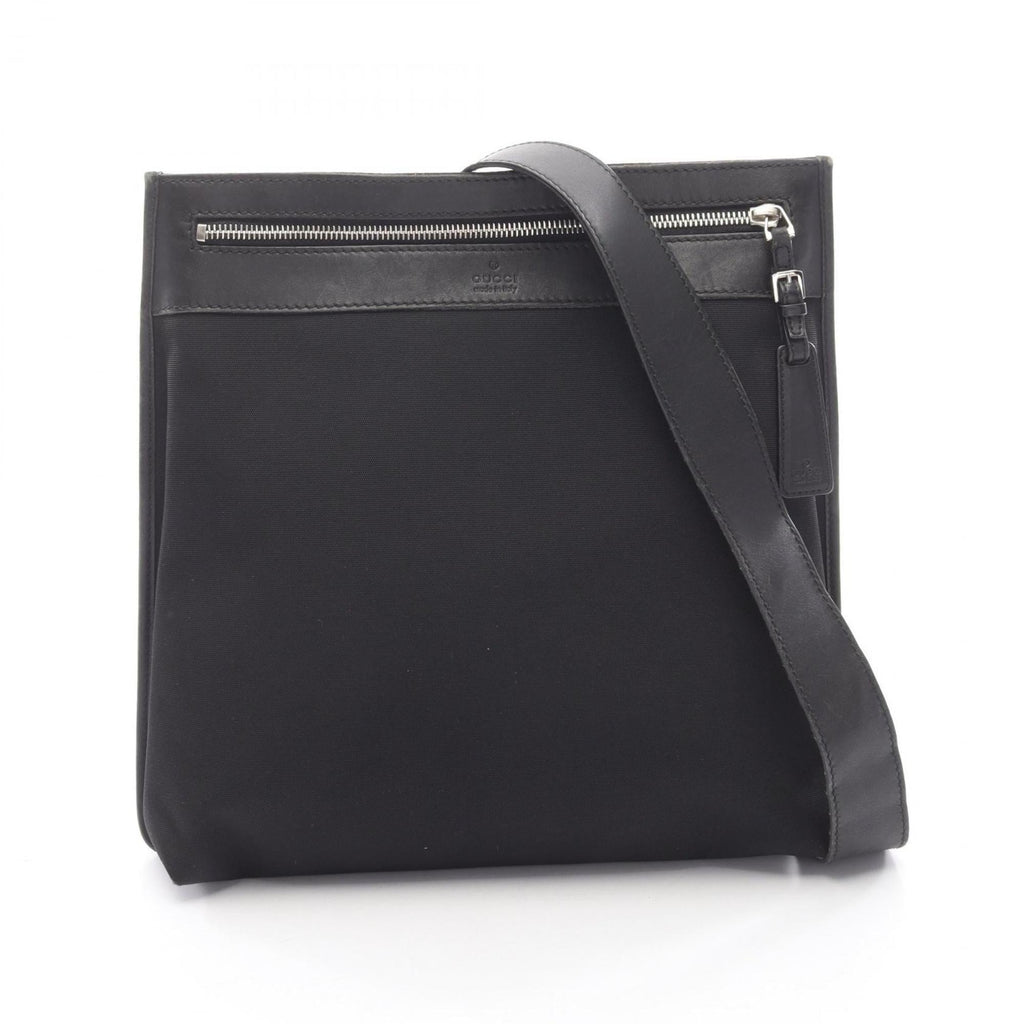 Gucci Black Canvas Leather Handbag Shoulder Bag (Pre-Owned)