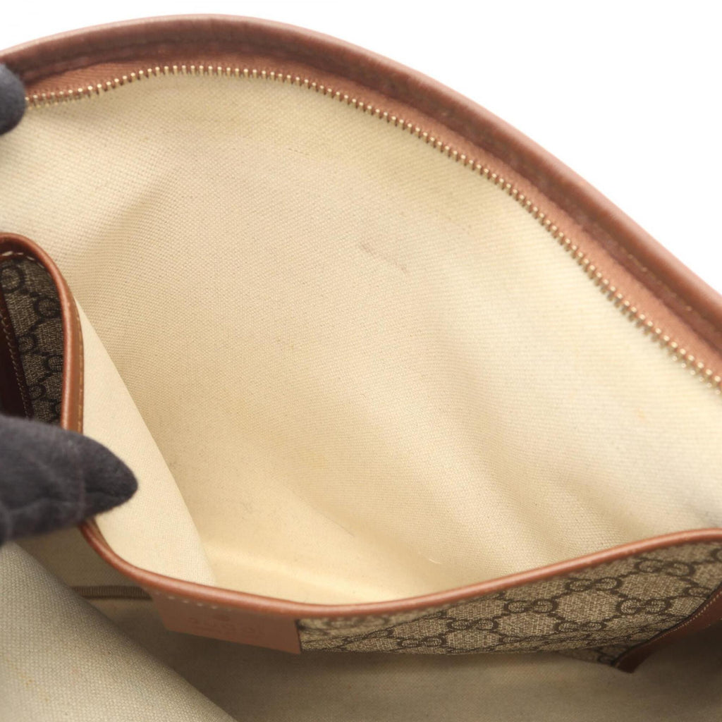 Gucci Beige Brown Pvc Coated Canvas Leather Handbag Shoulder Bag (Pre-Owned)