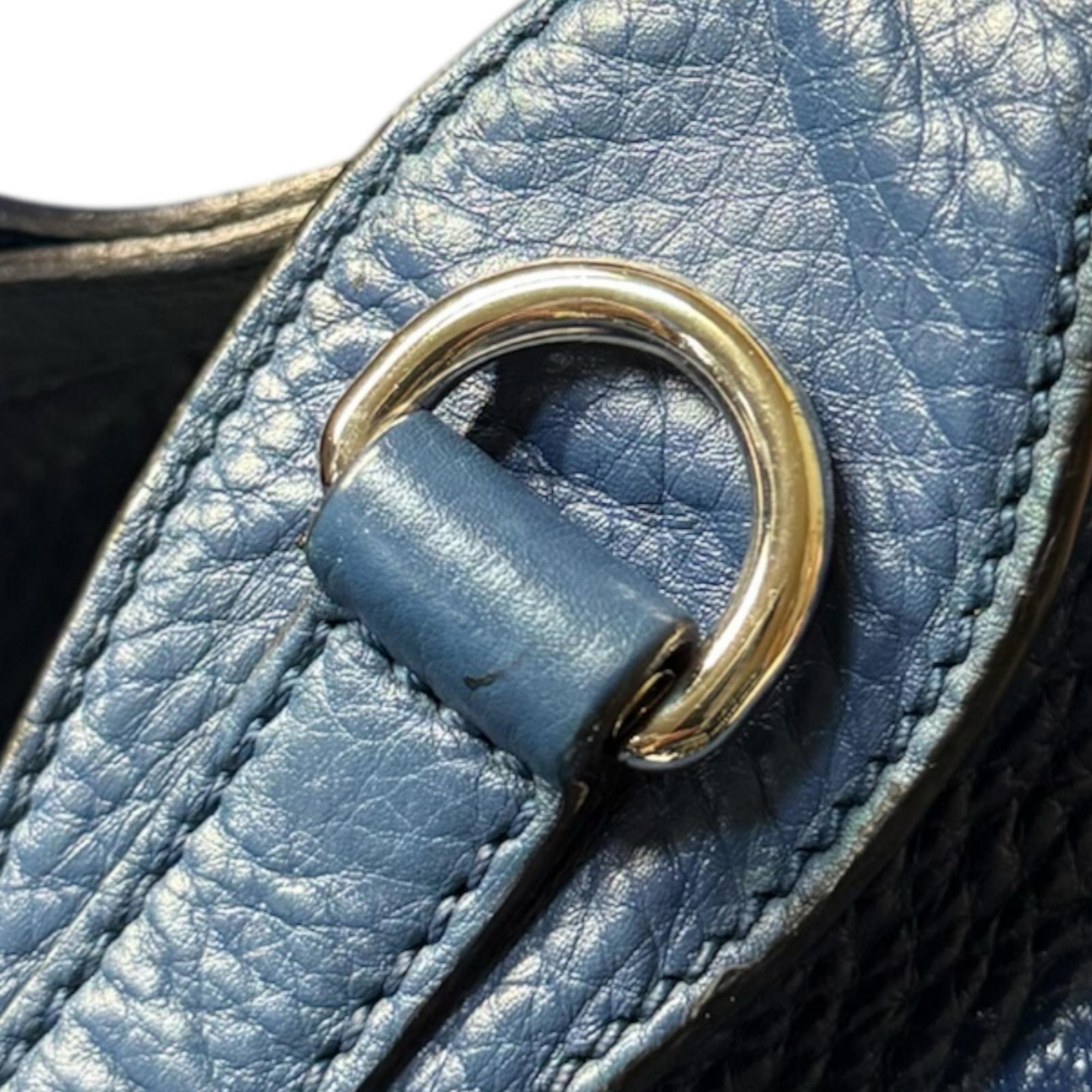Gucci Blue Leather Shoulder Bag Tote Bag (Pre-Owned)