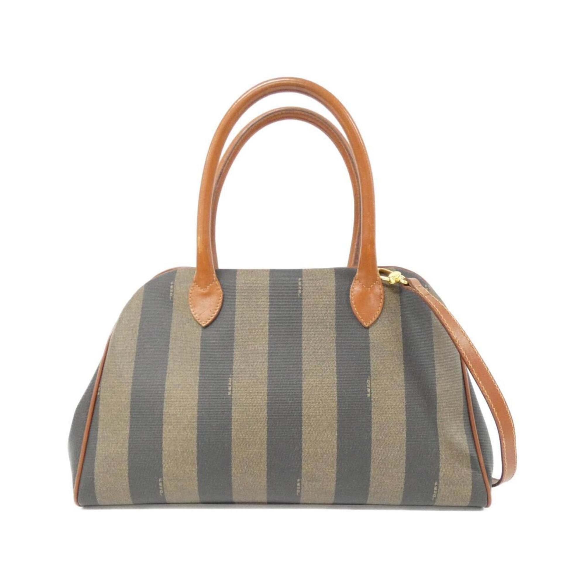 Fendi Brown Coated Canvas Handbag