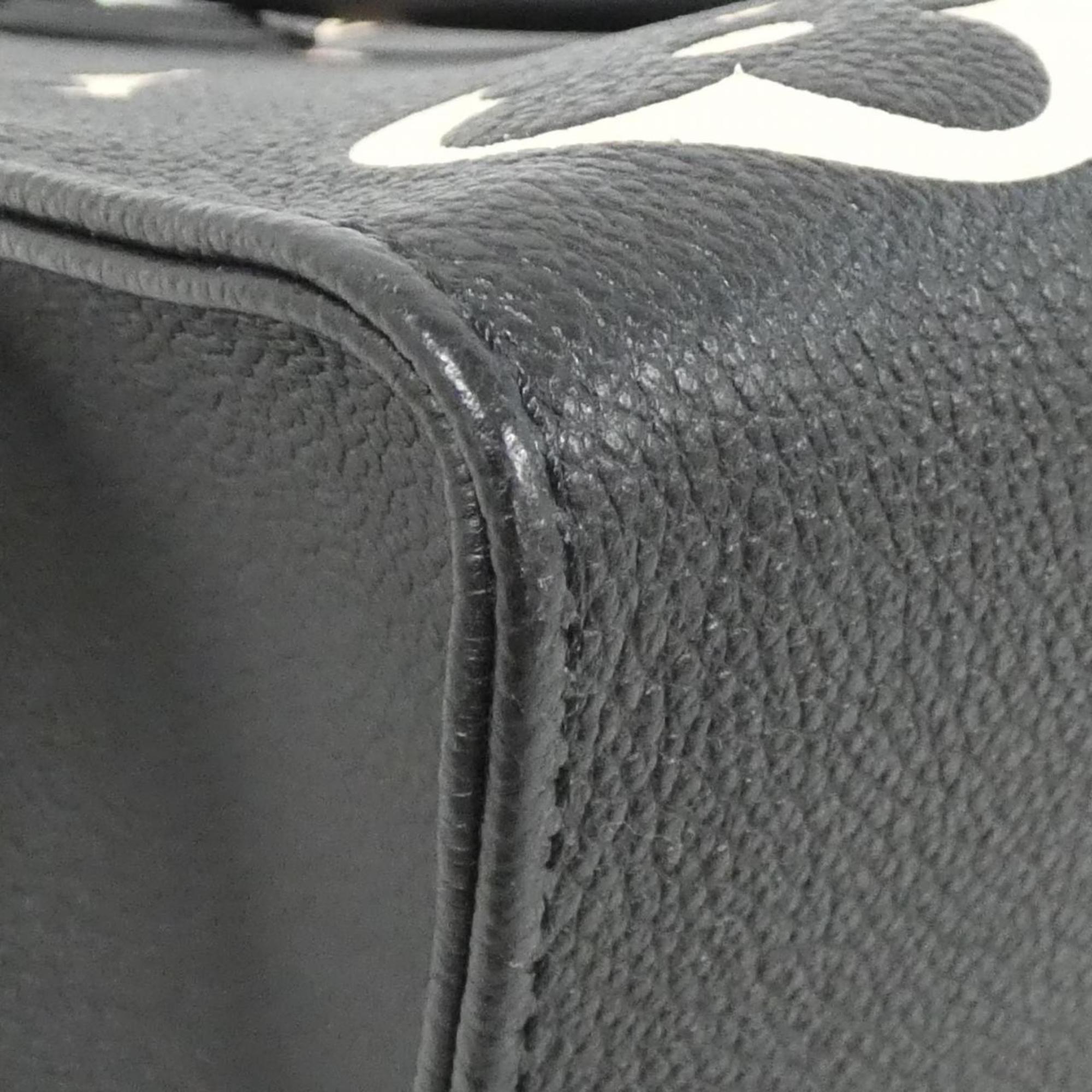 Louis Vuitton Beige Black Leather Handbag