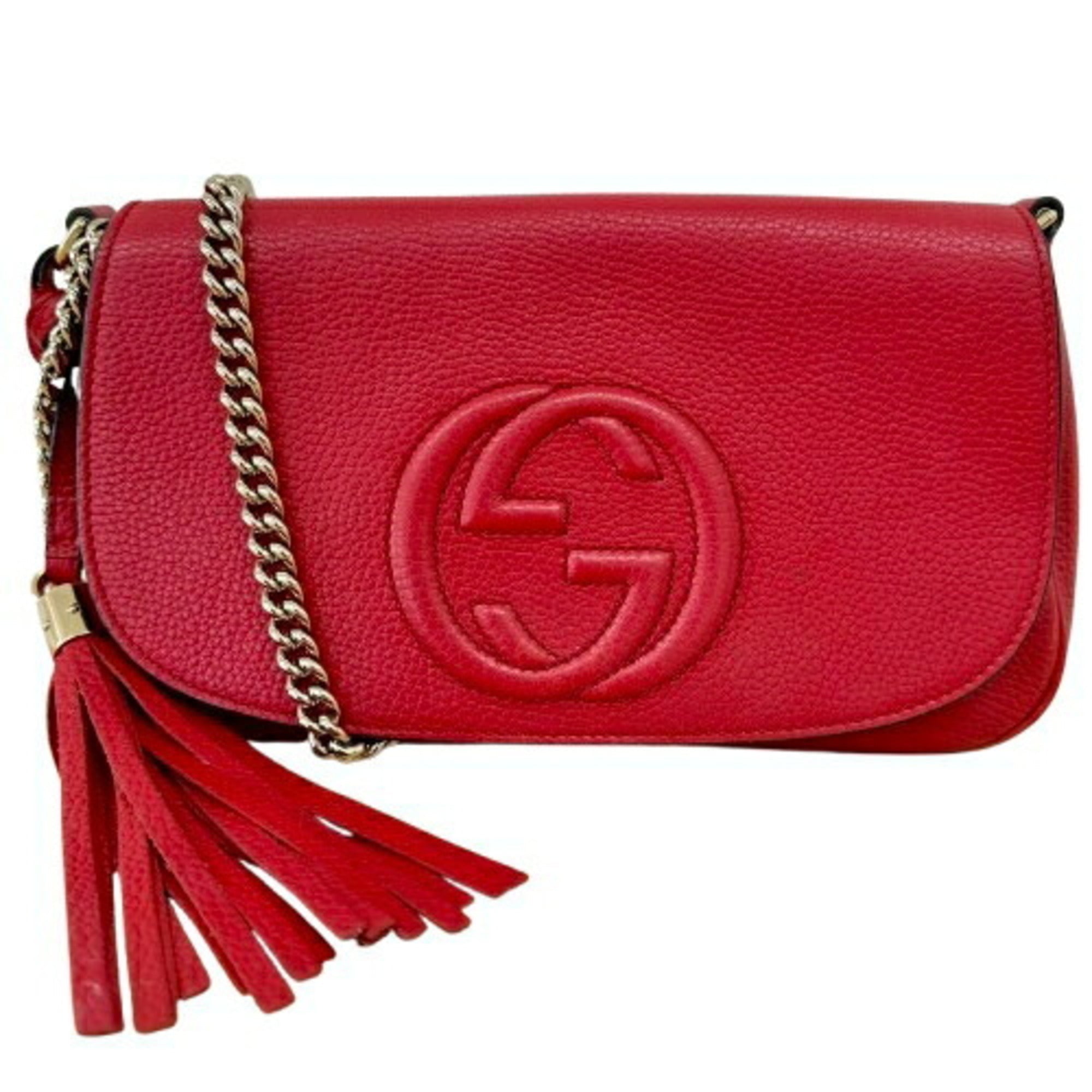 Gucci Soho Red Color Leather Shoulder Bag (Pre-Owned)