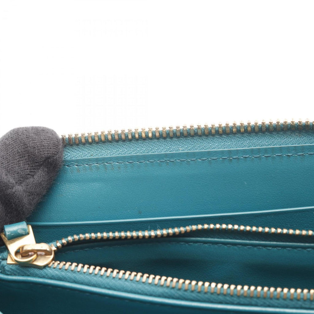 Bottega Veneta Green Leather Long Wallet (Bi-Fold)